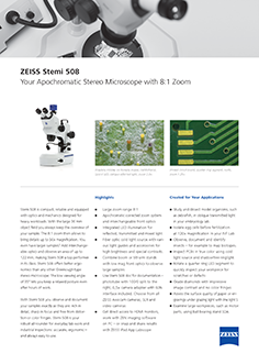 Zeiss Mikroszkóp Stemi 508 Flayer EN 1. oldal
